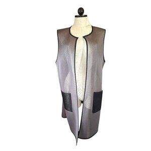 IC By Connie K Mesh Long Open Vest Artsy Minimalist NEW Women's Size XL Pockets
